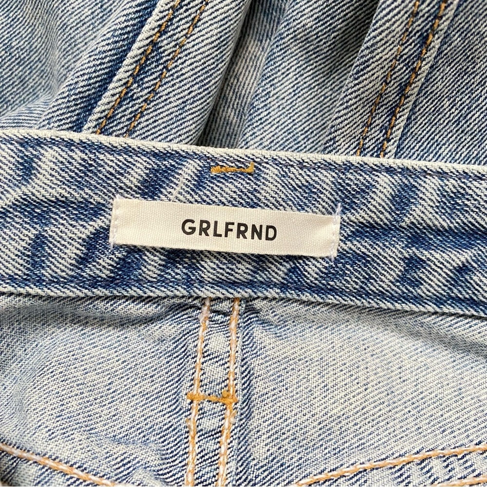 GRLFRND long leg zipper down the line ANDREA straight leg high rise BLUE JEANS - Picture 10 of 14